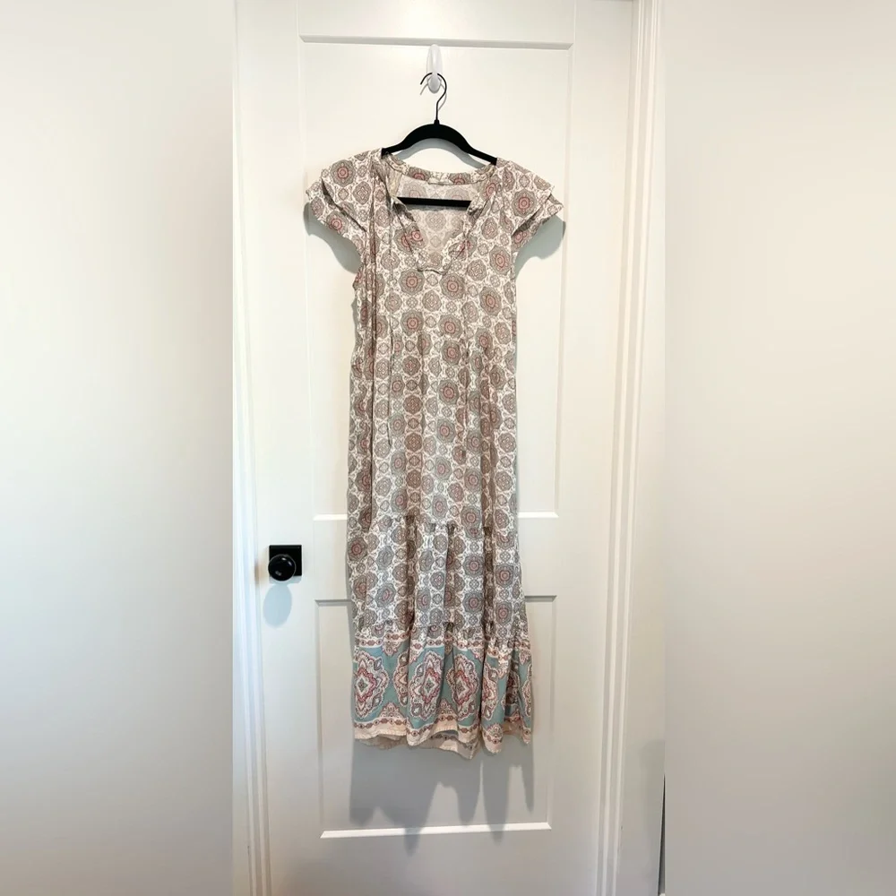 Blu Pepper Boho Midi Dress Paisley Medallion Cottagecore Spring M - Picture 2 of 7